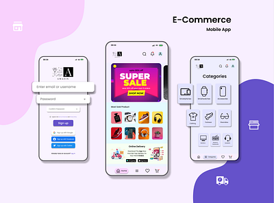 E-commerce - Mobile App Design animation app branding design graphic design logo motion graphics ui ux