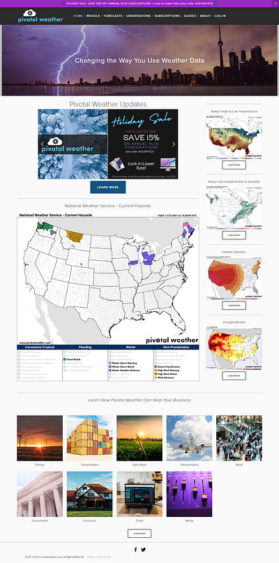 Pivotal Weather Squarespace Landing page design editor x logo squarespace ui web swatchers wordpress