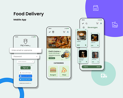 Food Delivery - Mobile App Design animation app branding design graphic design motion graphics ui ux