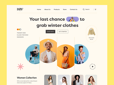 Fashion Website Header branding cash study creative design designer fashion fashion store figma design graphic design hero hero section illustration landing page logo online store ui ui design ui ux web design website