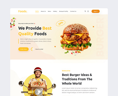 Restaurant website header creative design designer food delivery food store graphic design hero section illustration landing page logo online store ui ui ux website