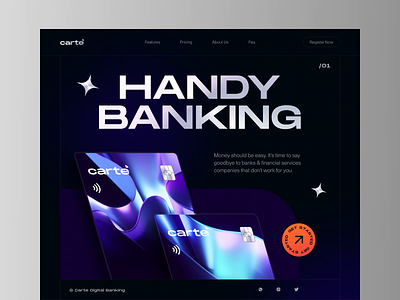 Carte - Digital Banking Landing Page Animation animation bank bank card banking banking app design digital banking finance finance app financial fintech interaction mobile banking money motion motion graphics web web design website website design