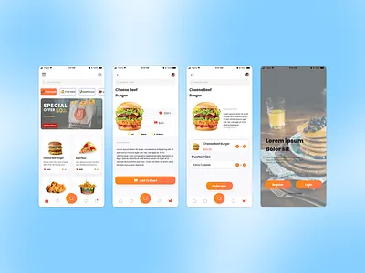 Online food app ui design app branding design graphic design mobile typography ui ux vector