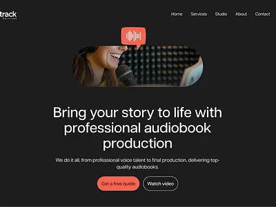 Booktrack Hero Redesign audio audiobook dark design friendly hero design hero section minimal modern music music service orange service trendy web design website design