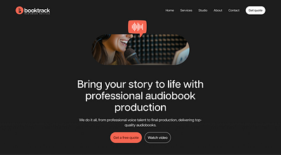 Booktrack Hero Redesign audio audiobook dark design friendly hero design hero section minimal modern music music service orange service trendy web design website design