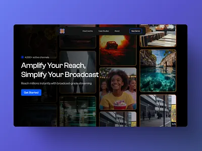 Broadcasting Company Website Hero Section branding broadcasting company website broadcasting website entertainment website entertainment website design graphic design logo media website motion graphics news channel website ui ui ux design website design website hero section