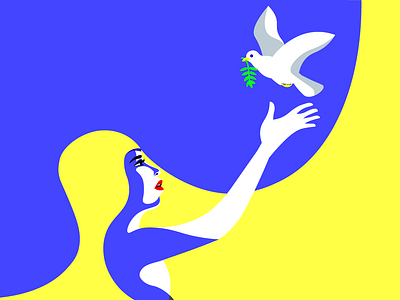 Ukraine there is hope digital art digital woman dove illustration minimal illustration ukraine woman