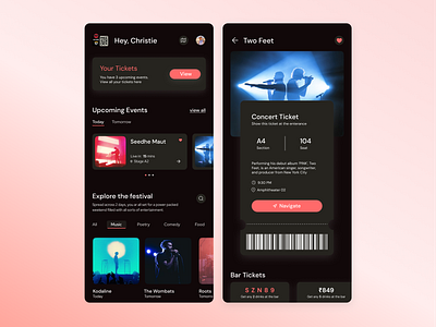 Concert App app design concert concert app concert tickets design event app event management event management app mobile app mobile ui music festival tickets ui