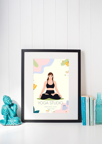 Poster for yoga studio in pastel colors branding design graphic design illustration logo брендинг йога типография печать постер