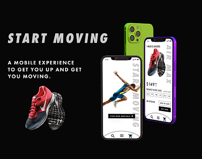 Start Moving commerce design e commerce fitness mobile phone shoes ui ux