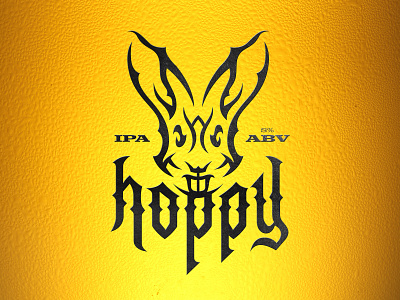 Hoppy Beer beer beer logo branding bunny design graphic design hoppy hops illustration illustrator ipa logo rabbit tribal vector