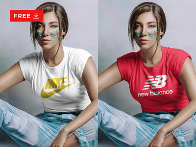 Free T-Shirt Mockup of Young Woman tshirt