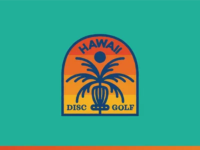 Hawaii Disc Golf badge basket branding chains disc disc golf golf hawaii logo palm palm tree sunset tree tropical