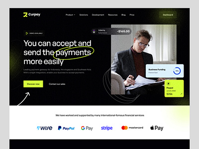 Curpay Financial services - Landing page bank apps banking daily ui design design financial apps financial service financial ui fintech homepage money ui design uiux