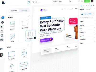 Luma - Web Builder Editor builder clean cms dashboard design tool editor elements layouts no code online page builder platform ui ux web web app web builder webflow website wix