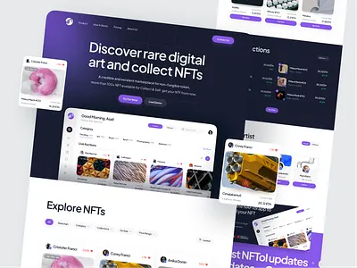 Nftol - NFTs Marketplace Website bitcoin blockhain crypto walet cryptocurrency elegant ethereum hero landing page marketplace nft nft martketplace nft music nft wallet nfts token trade web 3 web design web3web website