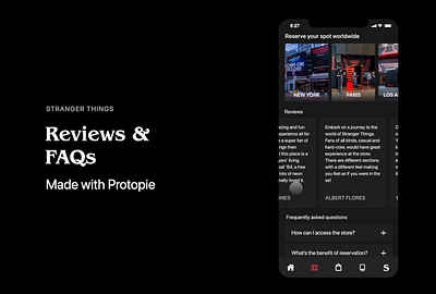 Stranger Things | Reviews & FAQs animation app design madewithprotopie mobile motion graphics netflix protopie stranger things strangerthings strangerthingsstore ui ux