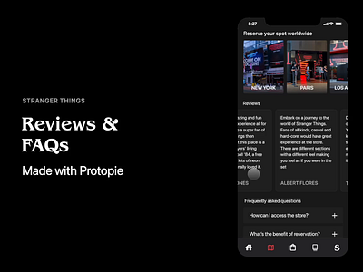 Stranger Things | Reviews & FAQs animation app design madewithprotopie mobile motion graphics netflix protopie stranger things strangerthings strangerthingsstore ui ux