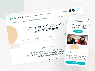 Eindsprint — Carefree passing your final exam! circles digital branding educational filter homepage illustration landing page marketing one pager rating searchfield storybrand