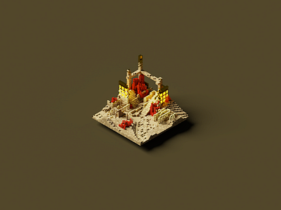 Desert Ruins 3d corruption crystal desert design magicavoxel modeling red render sand shaders tan voxel voxel art wasteland