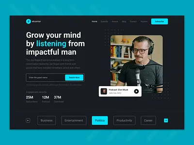 Podcast Website Hero Section header design headphone hero design hero section microphone music website odama ofspace llc orix agency podcast header podcast hero section podcast saas podcast site podcast website podcast website design podcasting ui ui design ui designer ui ux design