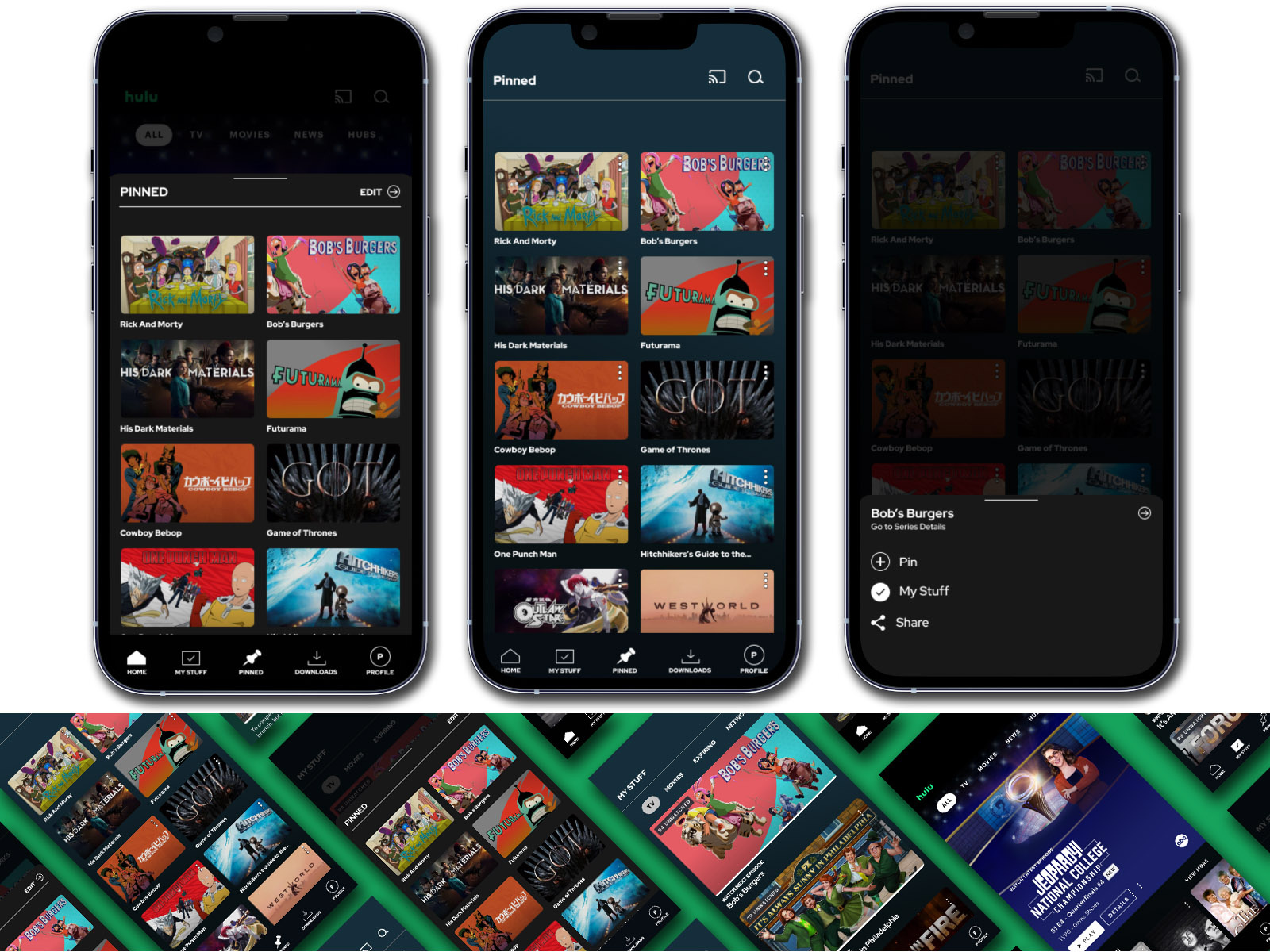 Example of Design Challenge – Pinned Favorite Shows/Movies – Hulu