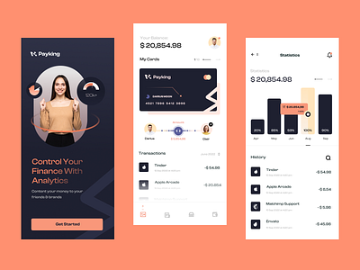 Payking- Finance Mobile App banking app creative finance app illustration mobile mobile app mobile design money money app money transfer stattistics ui uidesign ux uxdesign webdesign