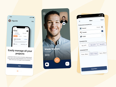 New Mobile App for Trades Professionals app design clean mobile design mobile mobile app design mobile ui modern design simple app simple mobile ui video app video chat