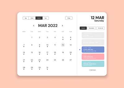 Daily UI #038 - Calendar app design calendar app calendar app design calendar design daily ui 038 daily ui 38 daily ui day 38 dailyui reminder app todo list todo list design ui ui design web design