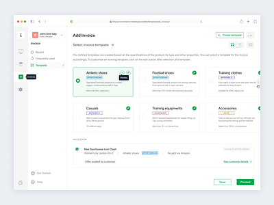 Invoice Customisation Flow components create dailyuichallenge design illustration invoice online platform retailer seller template ui ux vector