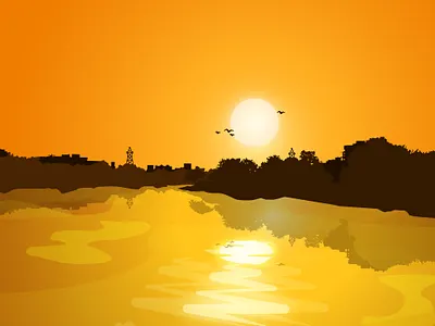Sunset Vector Art design horizon illustration sea