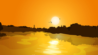 Sunset Vector Art design horizon illustration sea