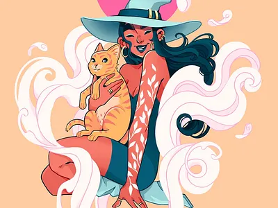 Witch and cat character characterdesign design digital art digitalart drawing illustration magic painting procreate procreateapp witch
