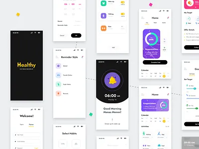 Reminder App UI Kit app ui branding health app illustration inspiration interaction logo minimal reminder app ui ui design uiux