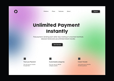 Payment Landing Page app bank branding clean design gradient header landing page minimal modern payment product design typography ui uiux unique ux versatile wallet web design