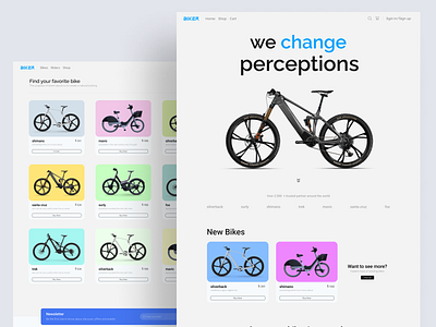 bike shop animation app bike bike design bike shop bike shopping biker biker design branding design design bike head header header ui illustration logo online shop shop online shopping cart ui