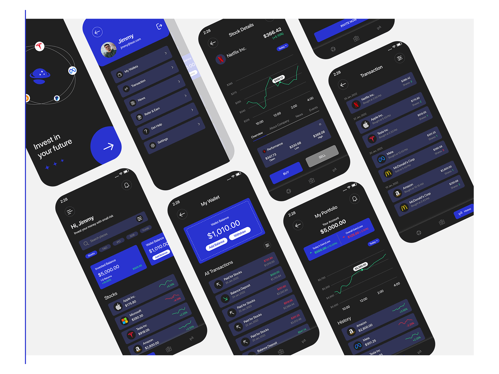 Cosmos Finance - Trading App animation app design app ui app ux design fintech app gif illustration investment mobile app mobile ui motion graphics share market stock app stock market trading app ui wireframe