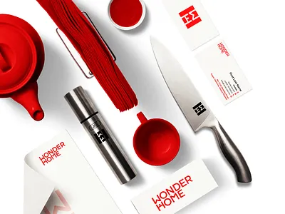 Modern Kitchenware Brand brand identity branding business card design illustration kitchenware brand letterhead logo logo design modern brand negative space red brand vector