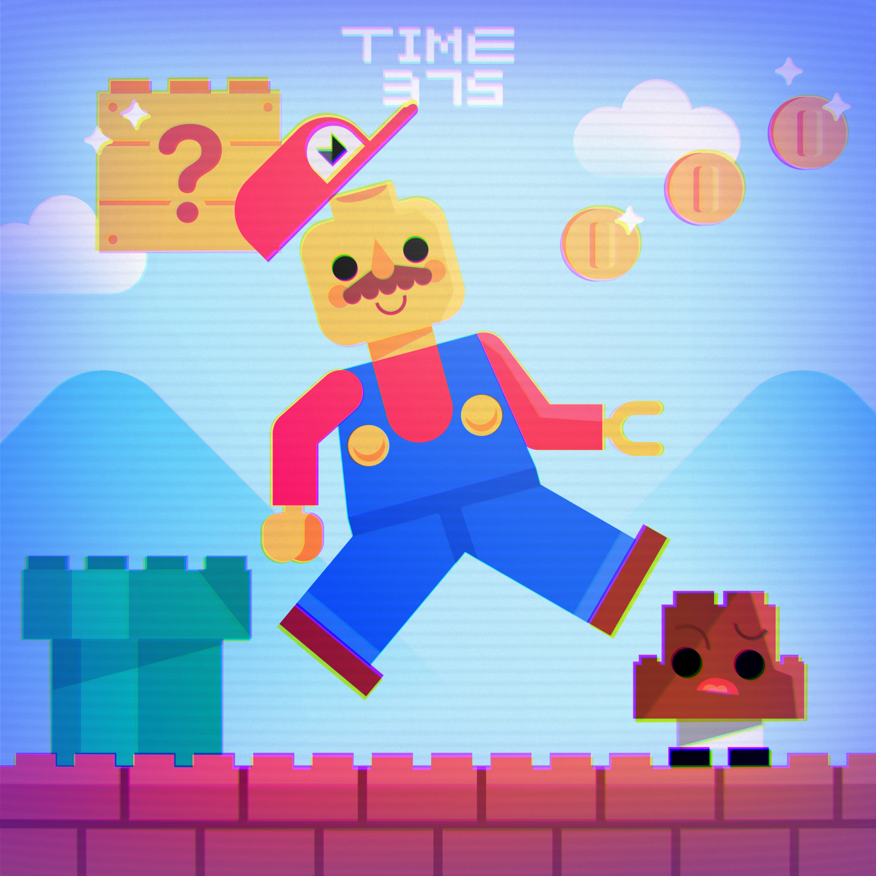 Lego NES Classics cartoon illustration mario metrioid nintendo samus texture vector