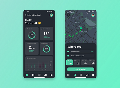 Pollen Tracker android app dashboard data figma healthcare information ios location map material pollen tracker travel trending uber ui