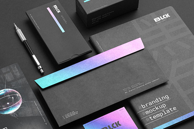 (FREE) Black HOLO Branding Mockups brand brand identity branding card document free freebie graphic design identity letterhead logo logo identity mockup poster presentation print psd stationery template visual identity