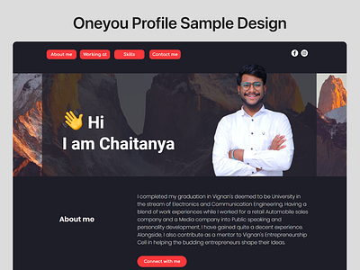 Oneyou.in Concept Profile Design 3d animation branding design graphic design illustration logo mobile app design motion graphics portfolio ui ui for mobile ux ux for mobile vector web design website website design yamparala rahul yamparalamedia