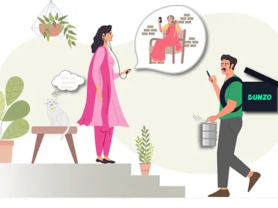 Dunzo app use in depth into Indian culture 2d ad advertisement branding deliveryapp design dunzo graphic design illustrator photoshop ui ux