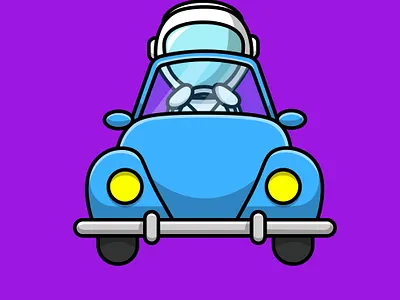 Cute Astronaut Riding Car travel