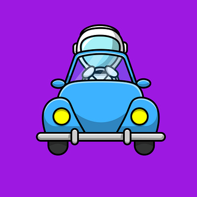 Cute Astronaut Riding Car travel