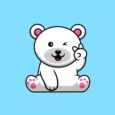 Cute Polar Bear Sitting With Peace Hand travel