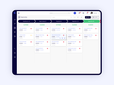 CRM - Opportunities app branding crm design icon kanban kanbanview opportunities ui ux vector