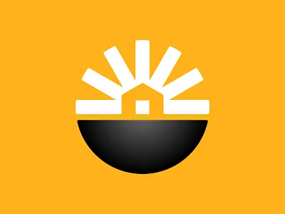 Dawn House 📌 Logo for Sale aurora building construction cottage dawn daylight fabric field ground house land logo property rays real estate realty rise rising sun village