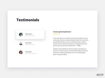 Daily UI #039 of 100 - Testimonials app application branding dailyui dailyui039 design illustration learn logo rebound testimonials ui ux uxui web design