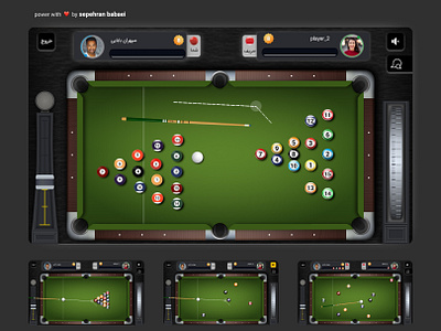 billiard Game Ui fully with adobe XD 8 ball adobe xd billiard figma game gamification illustration sepehran snocker vector